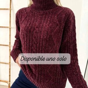 Sweáter Polera de Chenille Trenzado - Bordo