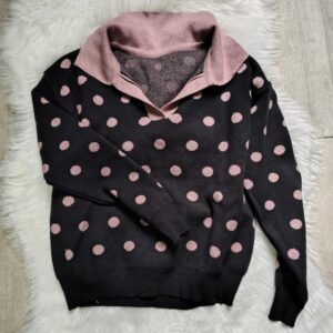 Sweater Polo Knit Dots Rose